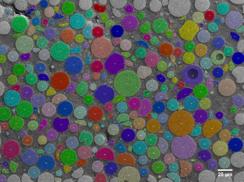 dots and circles in different colors on a grey surface.