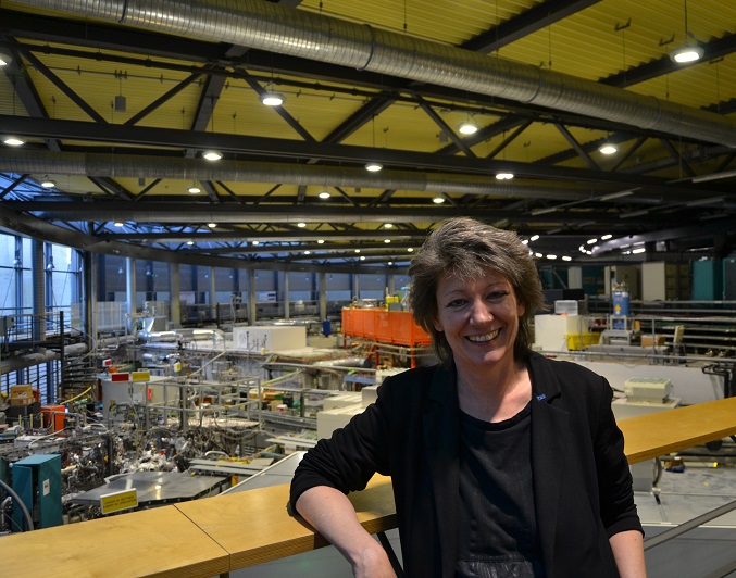 Antje Voollmer in the experimental hall of BESSY II light source.